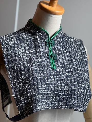 中國風領飾 / 尾州斜紋軟呢 藏青色