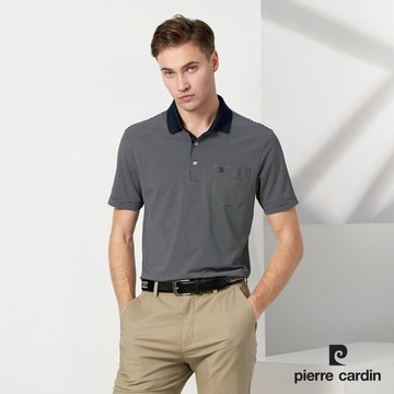 【pierre cardin 皮爾卡登】男款 TOP小組織短袖POLO衫-黑色 (5237299-99)
