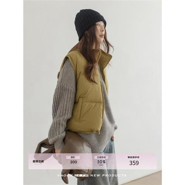 VNOOK 羽絨馬甲女外穿2024秋冬新款保暖白鴨絨寬松立領外套高級感