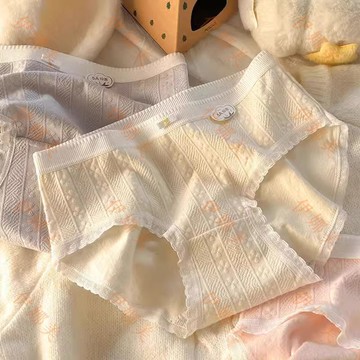 【臺灣出貨👙】A類嬰兒棉女士內褲甜美提花5A抗菌襠舒適中腰包臀少女學生三角褲【伊娜美】