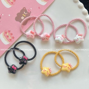 ❤️台灣現貨❤️ 可愛蝴蝶結小貓髮圈  星星小髮圈  女孩小髮圈  A02