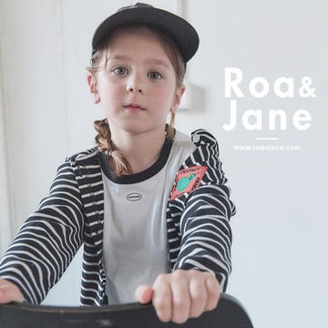 韓國專櫃 RoanJane 酪梨胸章黑白條紋開襟外套