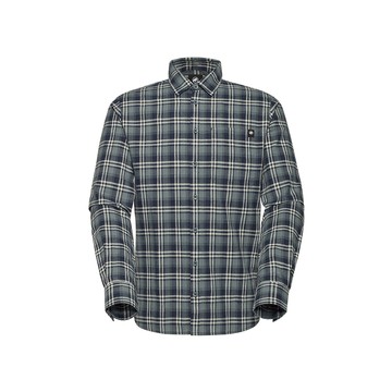 MAMMUT Trovat Summer LS Shirt AF 棉麻混紡長袖格紋襯衫 男款 海洋藍/地層灰藍 #1015-01600