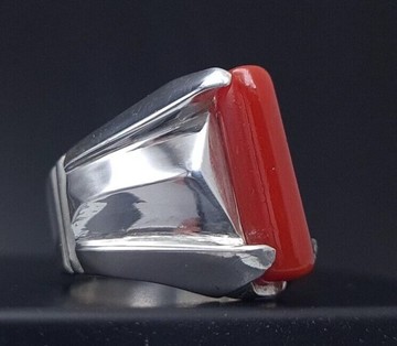 Big Real Dark deep Beautiful Coral Ring Coral Rings For Men Coral stone Men Band