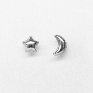 【Second Earrings】 鉑金月&星耳環