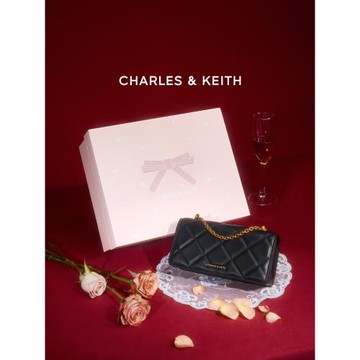 (免運)[新年禮物]CHARLES&KEITH秋冬CK6-10680924菱格鏈條錢包斜挎包女