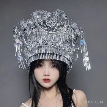 🔥限時下殺🔥新款少數民族民族頭飾頭戴銀飾侗族苗族飾品廣西貴州雲南帽子特色