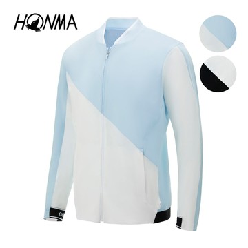 HONMA 本間高爾夫 男款拚色彈力外套 春夏季 日本高爾夫專業品牌(Ｍ-XXL白色 天藍HMJC302R512)