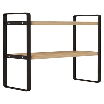 京太陽 雙層簡約桌上收納書架 40x20x36cm  黑架木紋  1個