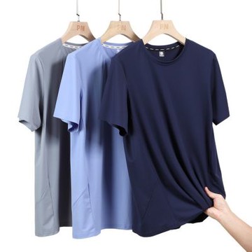 [米蘭精品] 現貨+預購 男涼感短袖上衣T恤無痕涼爽夏季運動休閒速乾冰感彈性透氣寬鬆冰絲-男裝3色74lg23