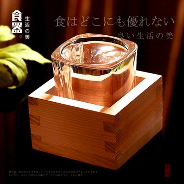 日本款式清酒木杯木制酒杯特色正方形創意清酒木杯 清酒酒具木杯