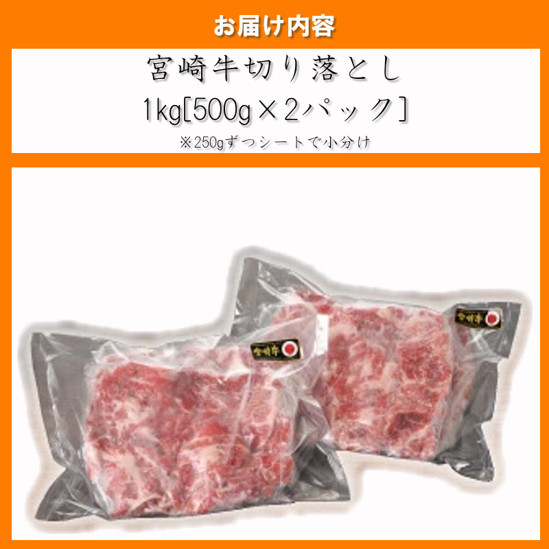 宮崎牛 切り落とし 1kg (500g×2)