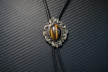 复古虎眼石镶嵌保罗领带西部牛仔领带结