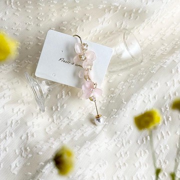 立體真花 粉色繡球花耳掛式耳環(可加耳夾使用)