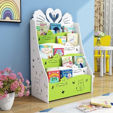 兒童書架落地簡易置物架經濟型學生寶寶書櫃幼兒園小孩繪本收納架 摩可美家