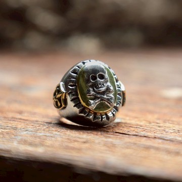 頭骨交叉骨墨西哥人環純銀