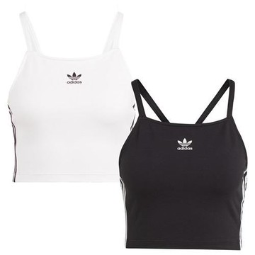 【下殺】Adidas 無袖背心 女裝 短版 三葉草 棉 白/黑【運動世界】IN8377/IU2405