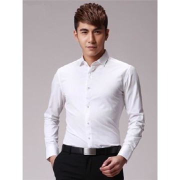 THIRD FEEL 長袖襯衫男小領修身休閑SLIMFIT襯衣無胸口袋暗斜紋