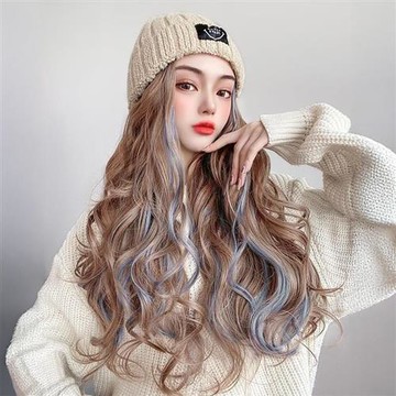 【巴黎精品】現貨+預購 女長假髮片整頂假髮帽子假髮輕量隱形增髮量接髮-一體式毛帽挑染長捲髮a1jk17