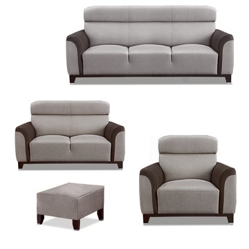 ASSARI-善太郎1+2+3人座貓抓皮沙發(含腳椅)灰