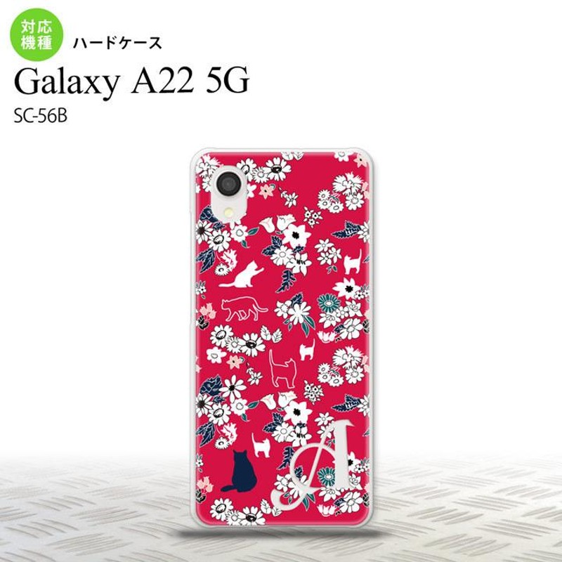 SC-56B Galaxy A22 5G SC-56B スマホケース ハードケース 猫 花 赤 + ...