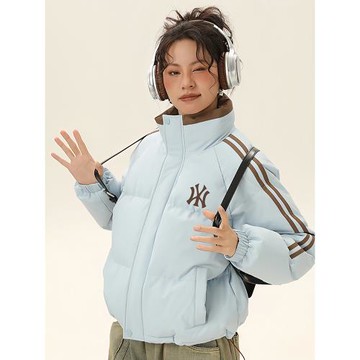 奧特萊斯韓版設計感運動型條紋立領棉衣外套女冬季情侶棉服面包服