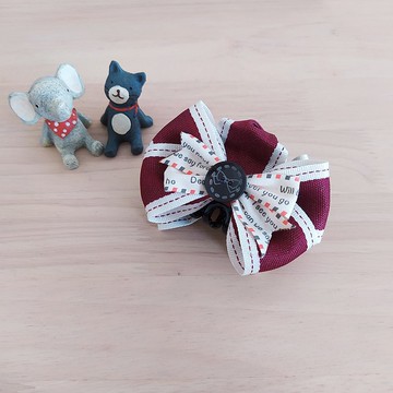 率性牛仔雙拼緞帶鯊魚夾 酒紅