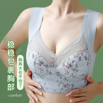 薄款蕾絲美背裹胸背心無鋼圈固定杯大胸顯小收副乳無痕背心式文胸鑫弘-素時衣櫥
