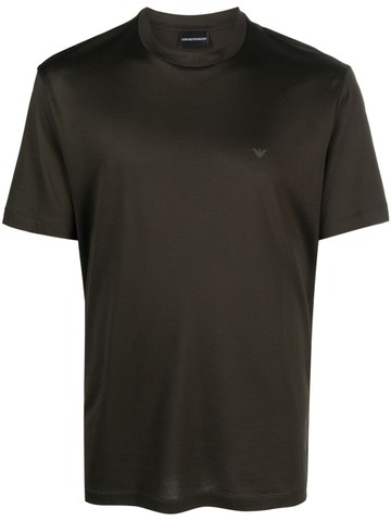 Emporio Armani - logo-patch lyocell-blend T-shirt - men - Lyocell/Cotton - XL - Green