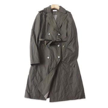 E/28/32秋季新款外貿女裝青春時尚寬松休閑雙排扣純色中長款風衣