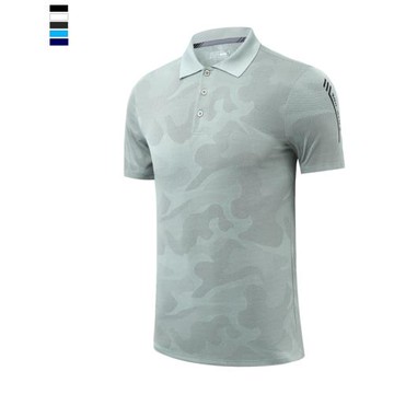 迷彩印花運動POLO衫男夏季薄款運動T恤翻領短袖男休閑健身速干衣