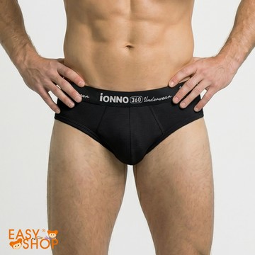 【EASY SHOP】iONNO-冰沙360-奈米涼爽冰絲男士三角內褲 -經典黑