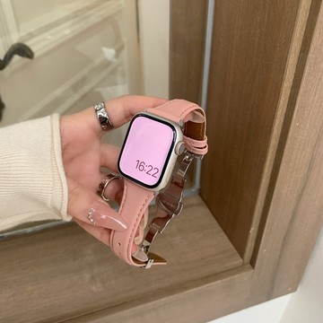 小蠻腰細款真皮蝴蝶扣表帶適於Apple Watch錶帶 iwatch錶帶 蘋果錶帶 9 8 7 SE Ultra 全系列
