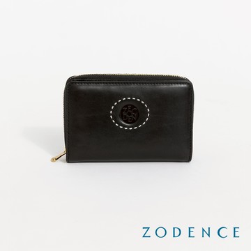 ZODENCE HAN義大利植鞣革時尚拉鍊中夾 深邃黑