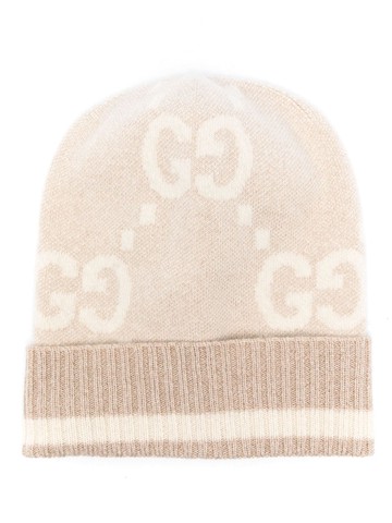 Cappello in cashmere lamè jacquard con gg