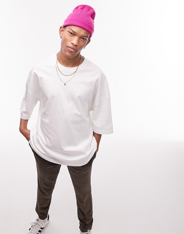 Topman premium extreme oversized t-shirt in white