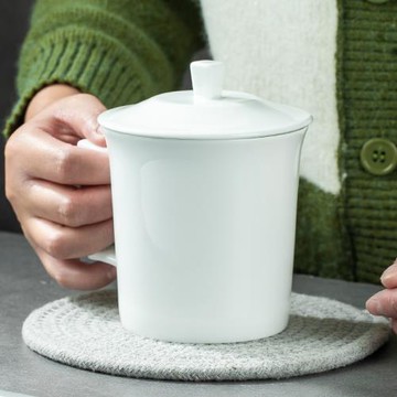 景德鎮陶瓷喝水杯女高白瓷茶杯男辦公室茶水杯禮品瓷高檔個人專用
