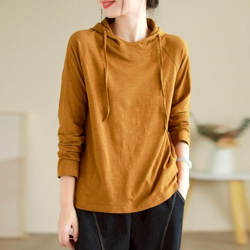 ⚡任選２件＄９９９⚡中大尺碼 上衣 簡約百搭純色休閒連帽長袖上衣【074453】SEP18｜5色  19LADY〔現貨〕