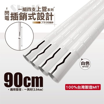 【鐵物局】100%MIT【一英吋上管】90cm⚡閃電插銷式烤漆白鐵管⚡+上塞(4入裝) 一英吋鐵管/鐵力士架/收納架