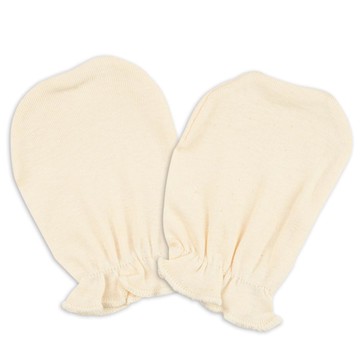 akachan honpo - 新生兒有機棉手套 羅紋針織-素面-象牙白色 (50cm)-日本製