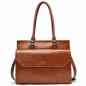 CLUCI Briefcase for Women Oil Wax Leather Vintage Flap Pocket 156 Inch Large Zip Laptop Business Crossbody Shoulder Bag Brow