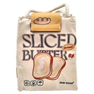 遇見科技 布三角手提加厚餐袋  牛奶土司切片 淺棕色  18.5 x 16 x 22cm  1入