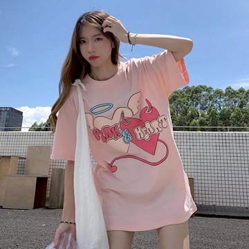 短袖t恤女夏季寬松薄款設計感小眾ins潮牌炸街hiphop半袖上衣