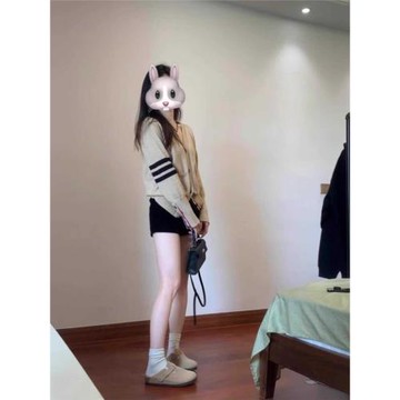 撞色V領軟糯毛衣開衫女2024早秋季新款慵懶學院風針織衫外套上衣