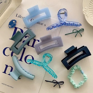 早春新款少女藍色系發夾韓國網紅甜美發卡森系側邊夾子后腦勺頭飾