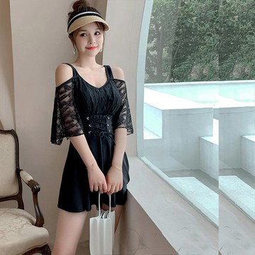 Biki比基尼妮泳衣，M-3XL阪媚超強收腹連身泳衣有加大泳裝