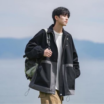 沖鋒衣外套男春秋季2024新款戶外機能夾克上衣青少年男裝運動衣服