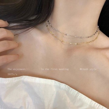 臺灣出貨✅2026年新款圓珠素鏈項鍊女 簡約鎖骨鏈 輕奢小衆設計感高級網紅頸鍊