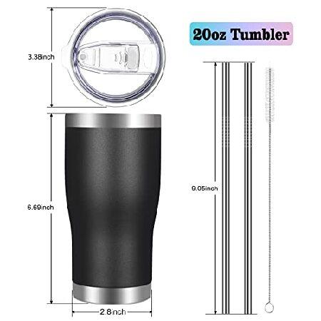 VEGOND 20oz Tumbler Stainless Steel Tumbler Cup with Lid And Straw Vacuum Insulated Double Wall Travel Coffee Mug(Black Pack)