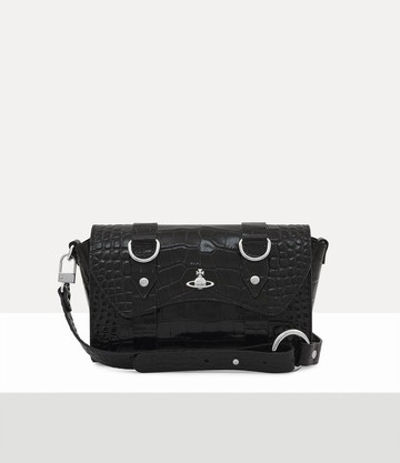 Vivienne Westwood Kimmy Crossbody Emboss Croc Leather Black